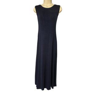 Karen Kane Y2K Sleeveless Navy Blue Maxi Dress Sz XS Minimalist Rayon Knit